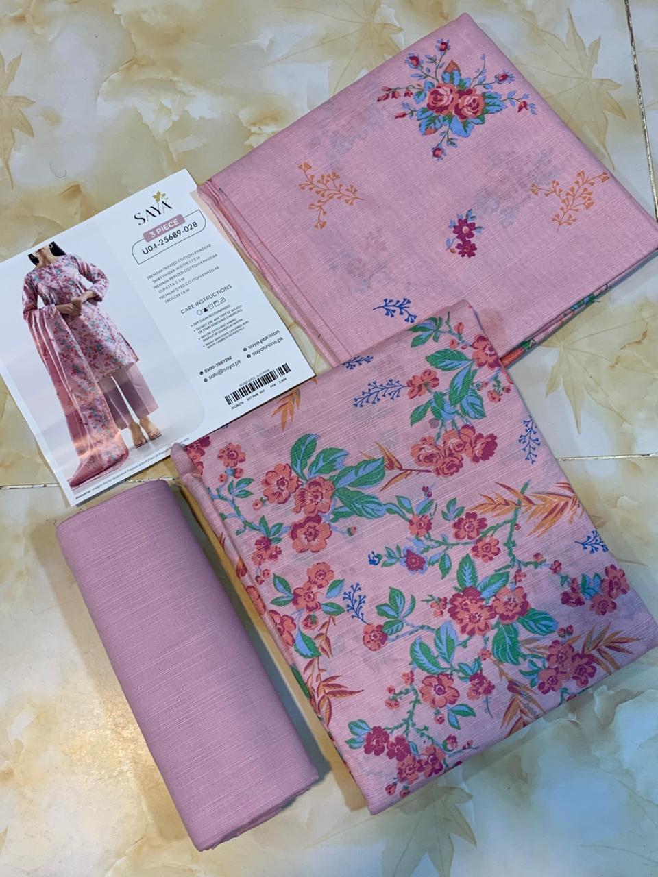 Saya Printed Cotton Khaddar 3pc D7