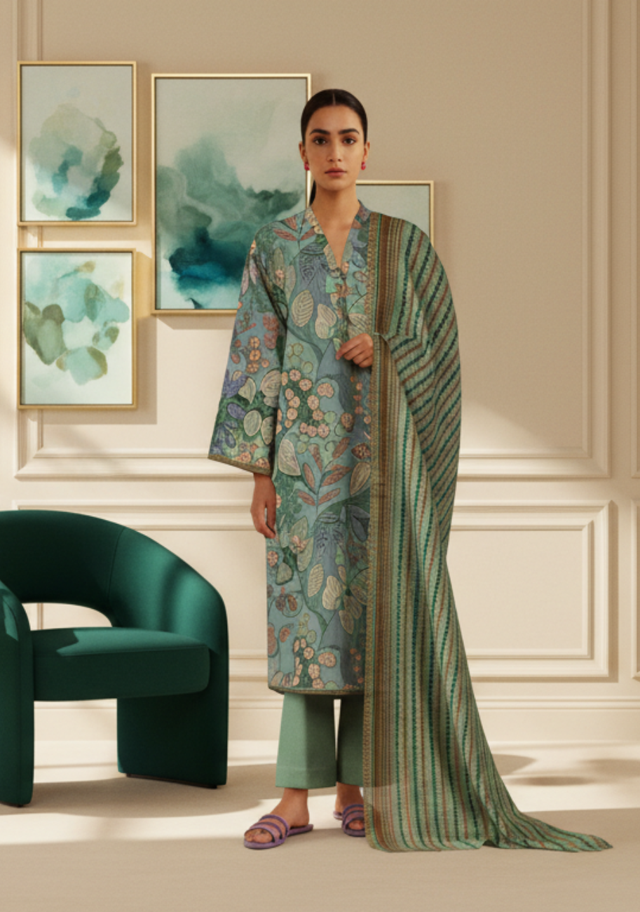 Sapphire Printed Premium Lawn 3pc D3