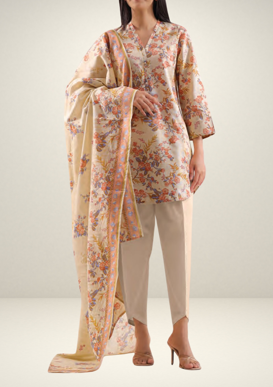 Saya Printed Cotton Khaddar 3pc D8