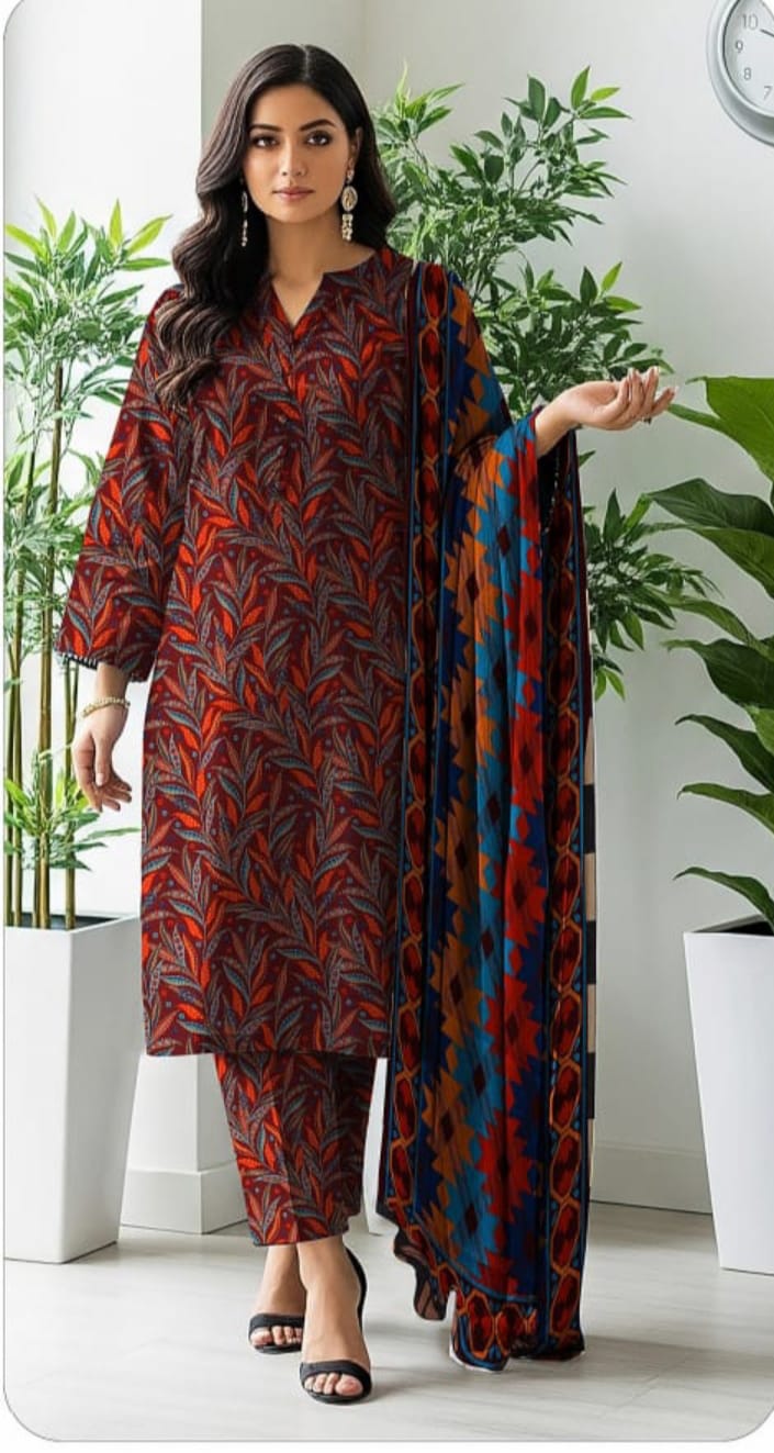 Bin Inam Printed Banadora Linen 3pc D37