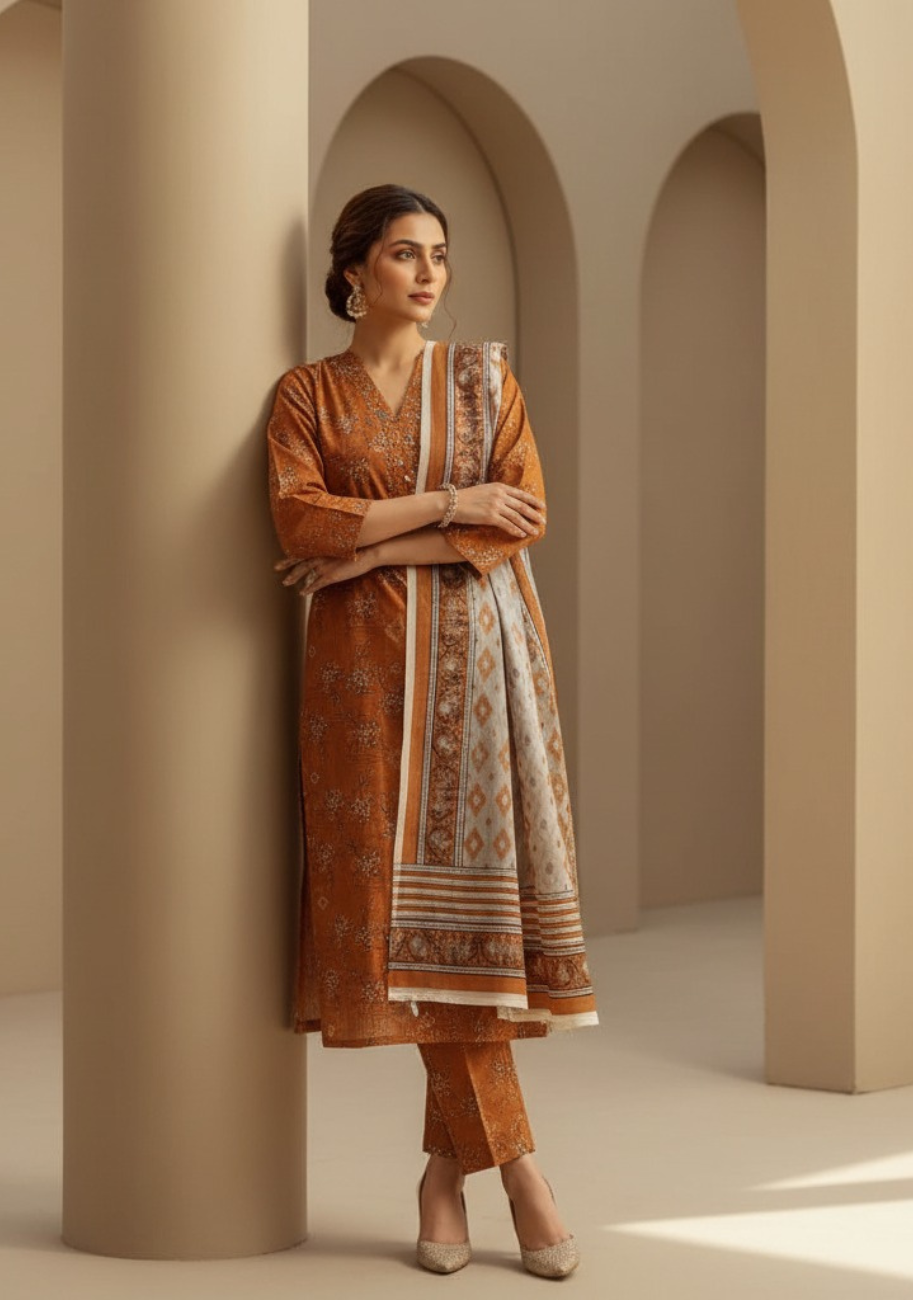 Safina Premium Printed Lawn 3pc Suit D6