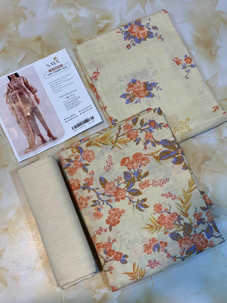 Saya Printed Cotton Khaddar 3pc D8