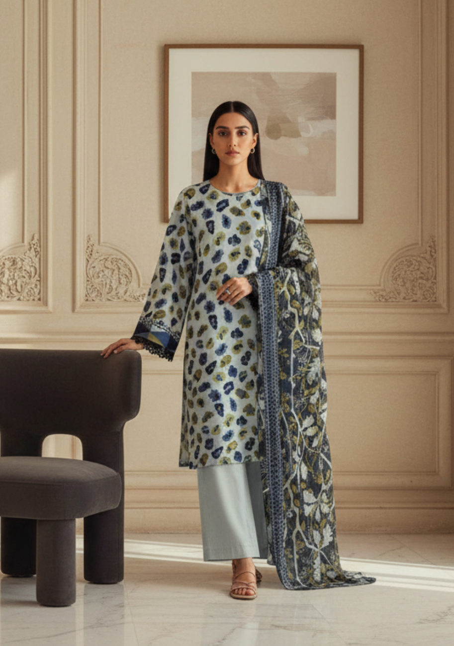 Sapphire Printed Premium Lawn 3pc D2