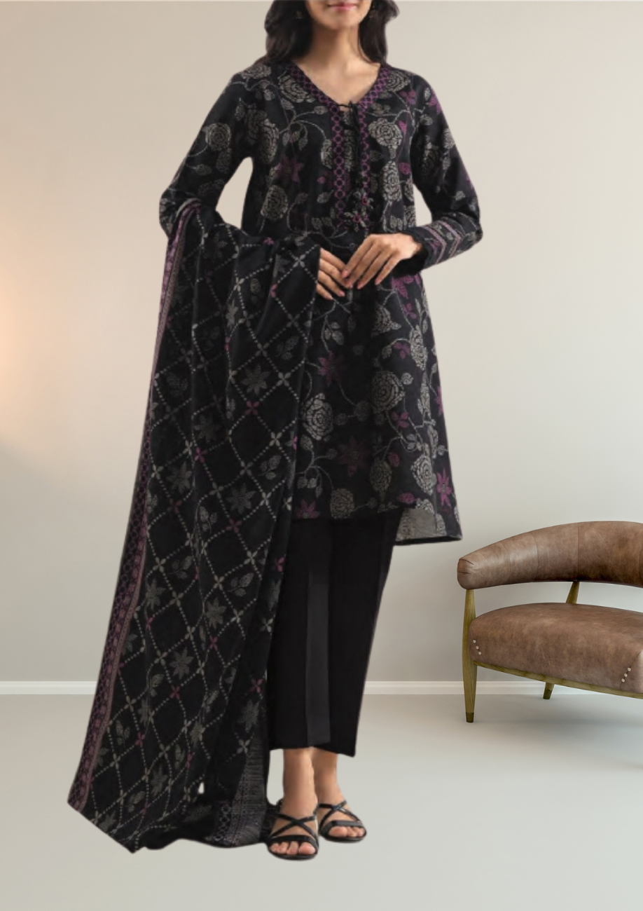 Saya's Printed Khaddar 3pc D9