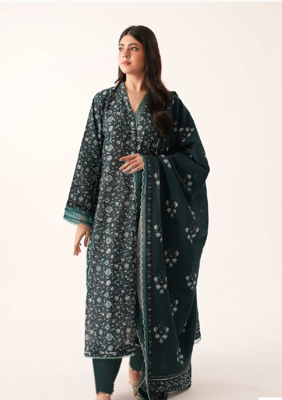 Agha Noor Printed Khaddar 3pc D9