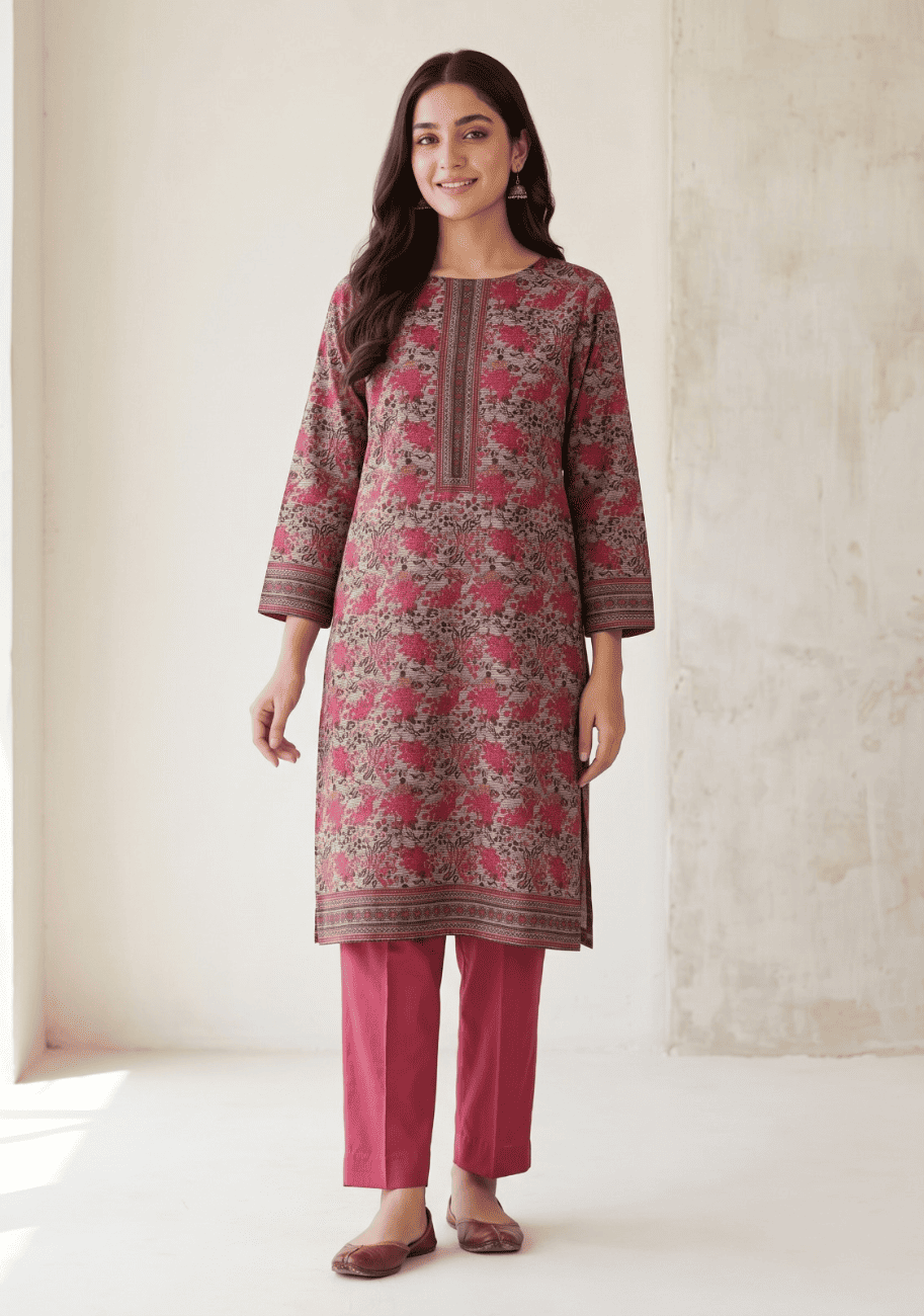 Five Star Printed Velvet Dhanak 2PC Suit V 10D5