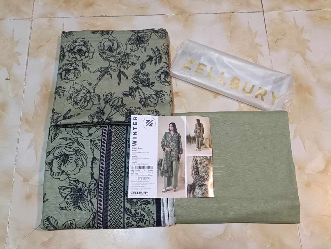 Zellbury Printed khaddar 3pc D9