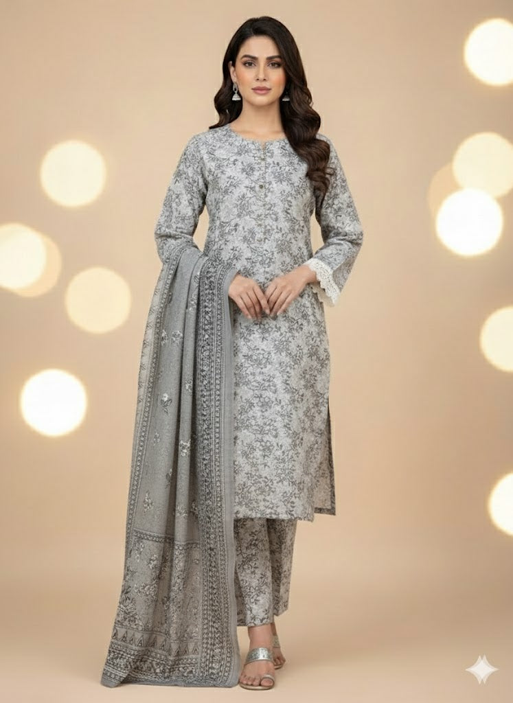 Bin Inam Mother Collection Printed Dhanak 3pc D9