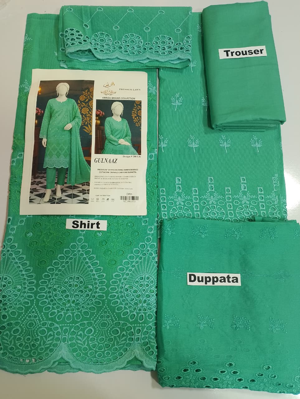 Abrish Shifli Embroidered Chickankari Lawn 3pc D1