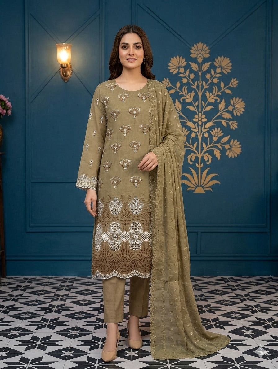 Abrish Shifli Embroidered Chickankari Lawn 3pc D2
