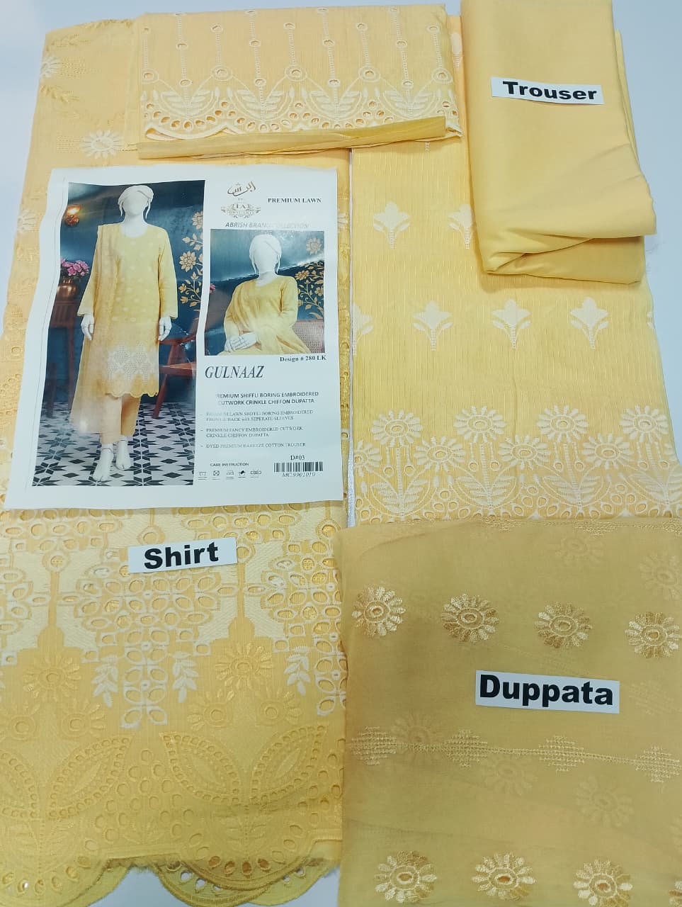 Abrish Shifli Embroidered Chickankari Lawn 3pc D5