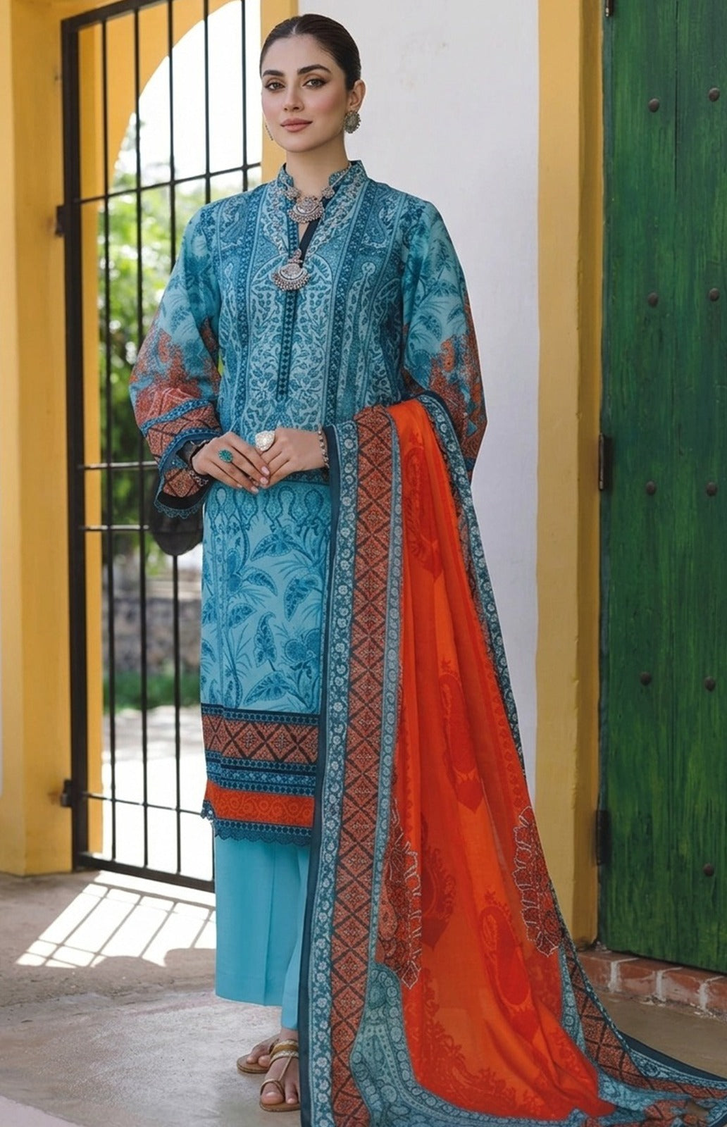 Almirah by J. Premium Digital Printed Lawn 3pc D7