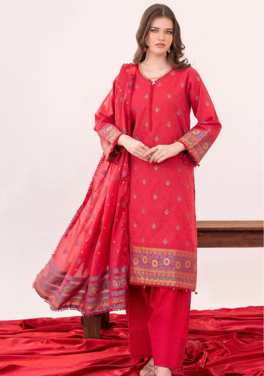 Zesh Women's Printed Jacquard 3pc Suit Vol-2 D2