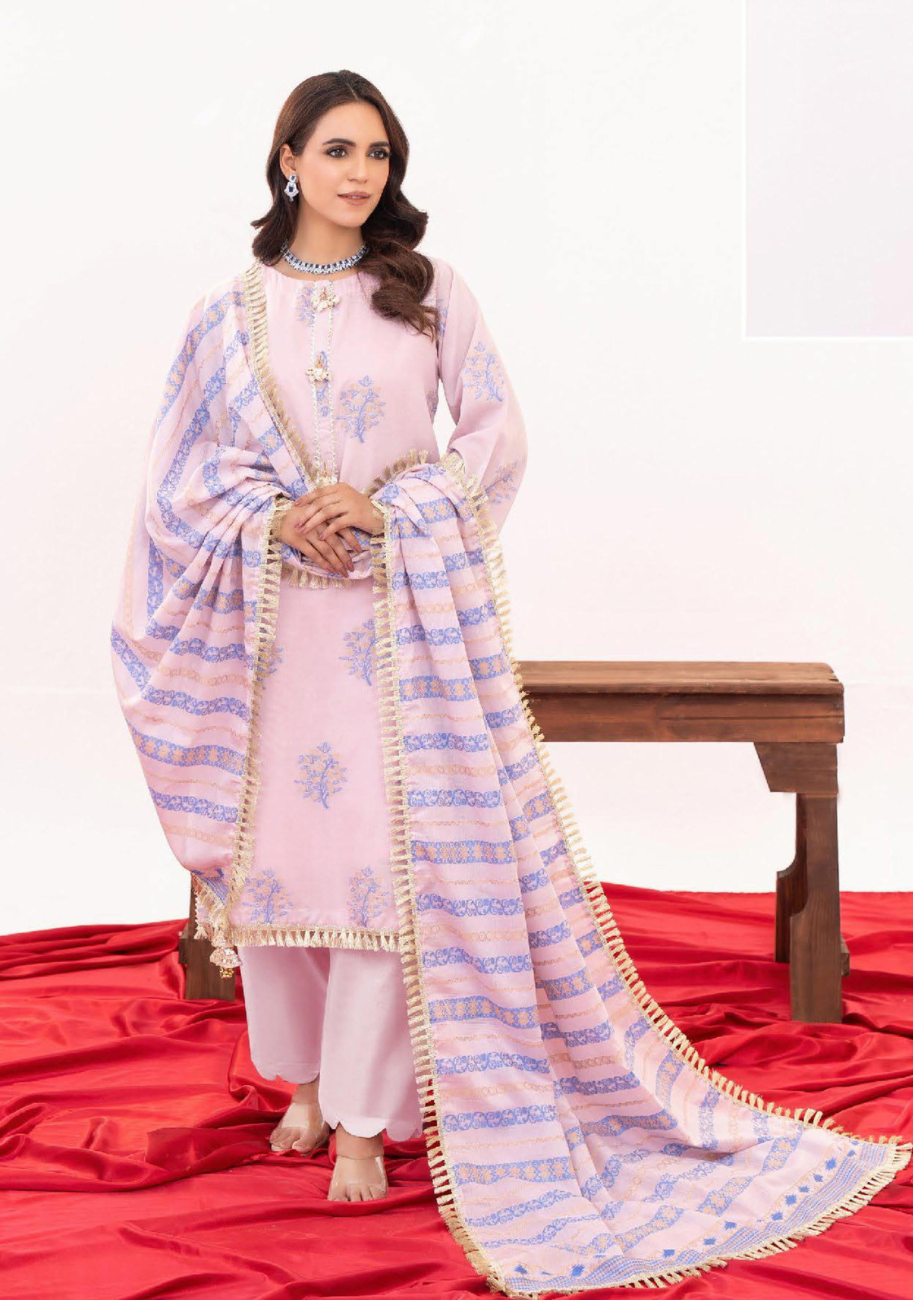 Zesh Women's Printed Jacquard 3pc Suit Vol-2 D5