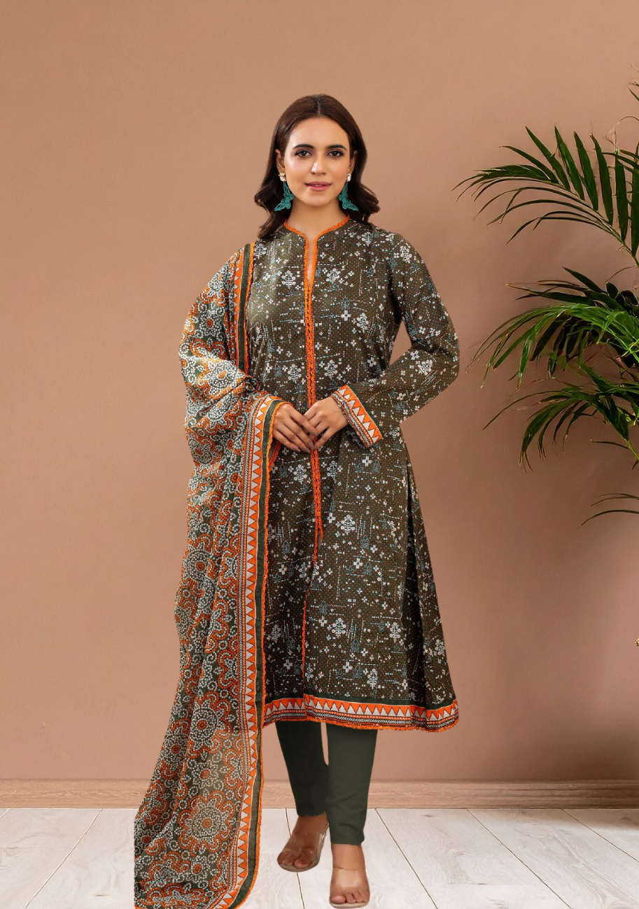 Zesh Women Printed Lawn 3pc Suit Vol-1 D5