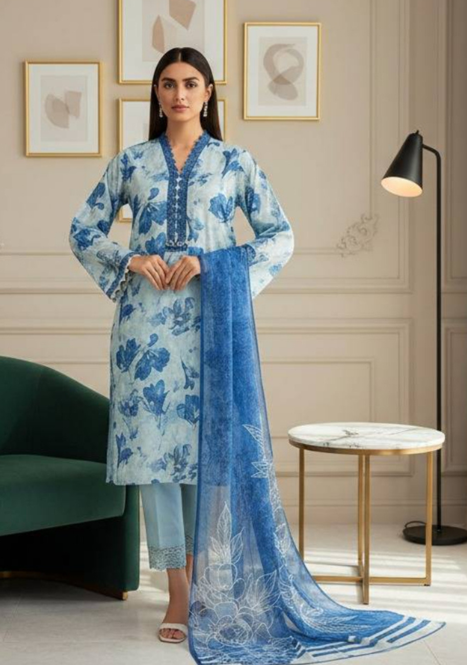 MTJ Luxury Printed Lawn 3pc Summer Suit Vol-3 D1