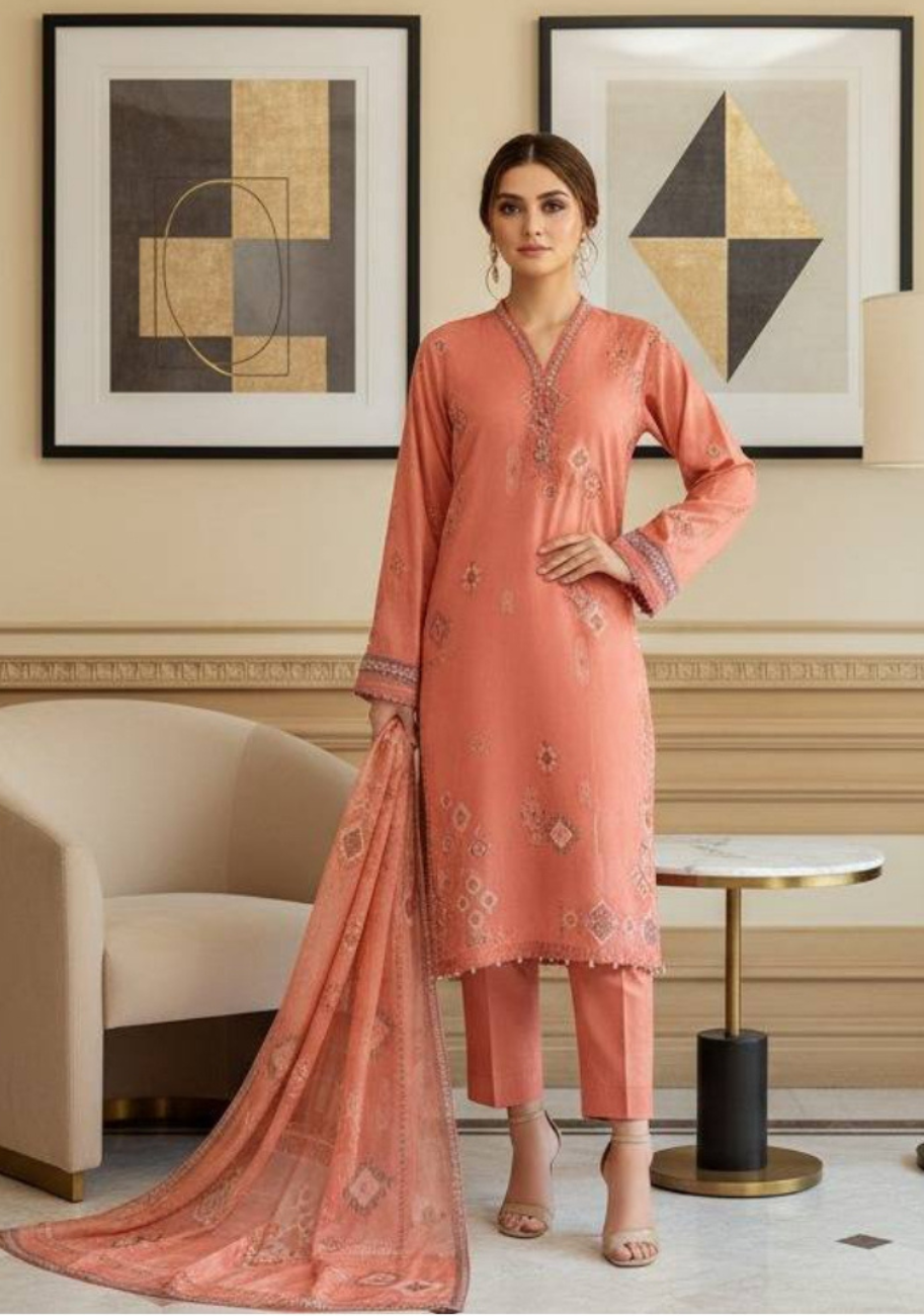 MTJ Luxury Printed Lawn 3pc Summer Suit Vol-3 D7