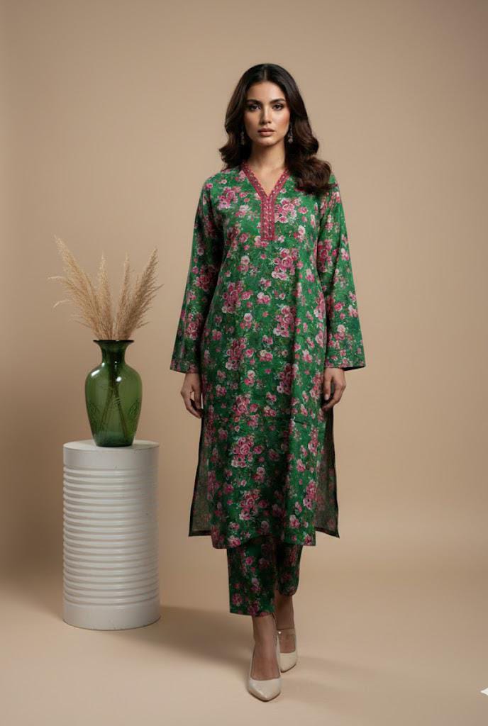 Bin Saeed Luxury Stitched Printed Lawn 2pc Suit D5
