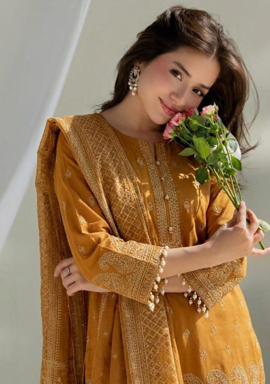 Bin Inam Signature Jaquard Printed 3pc Vol.02 D4