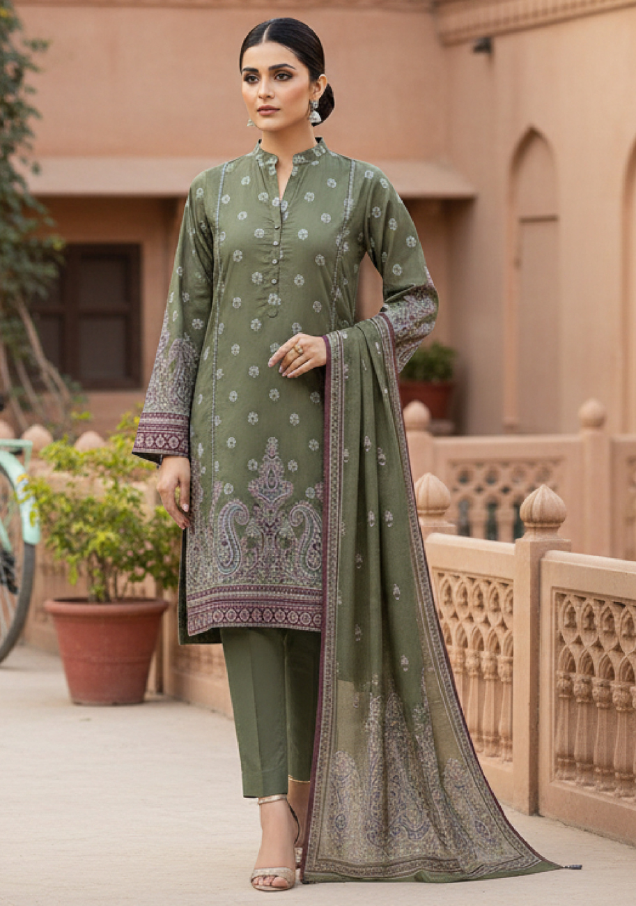 Bin Inam Signature Jaquard Printed Lawn Ladies 3pc Suit D6