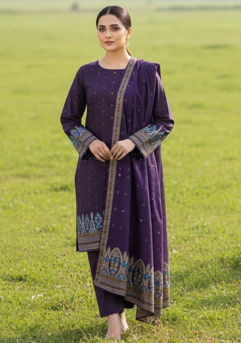 Bin Inam Signature Jaquard Printed Lawn Ladies 3pc Suit D2