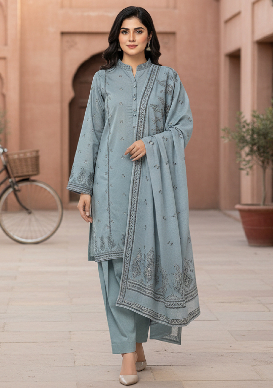 Bin Inam Signature Jaquard Printed Lawn Ladies 3pc Suit D4