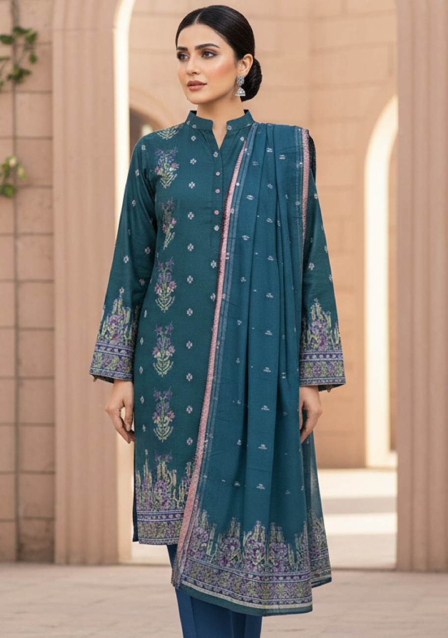 Bin Inam Signature Jaquard Printed Lawn Ladies 3pc Suit D5