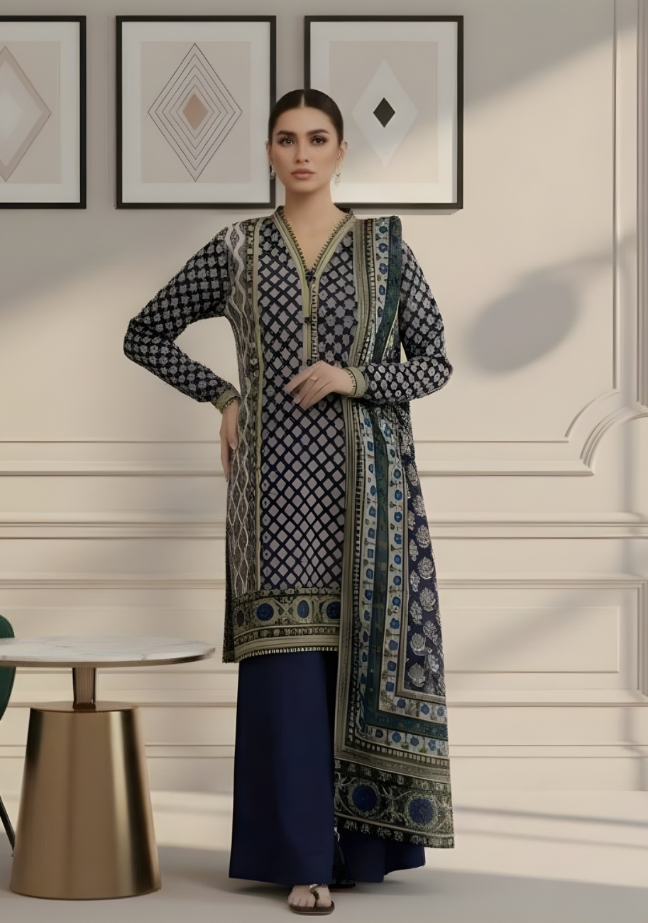 Diners Printed Luxury Lawn 3pc Summer Suit-D3