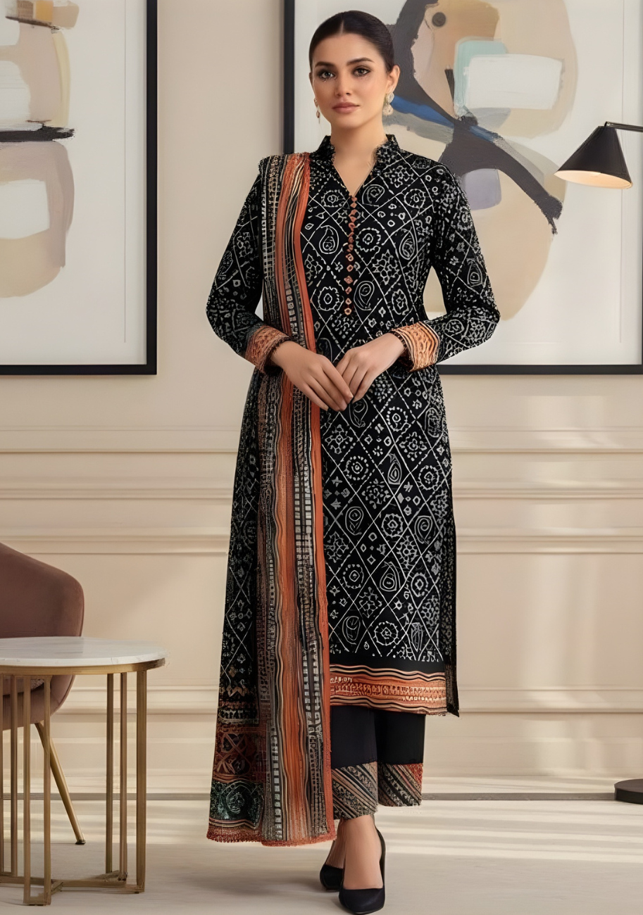 Diners Printed Luxury Lawn 3pc Summer Suit-D5