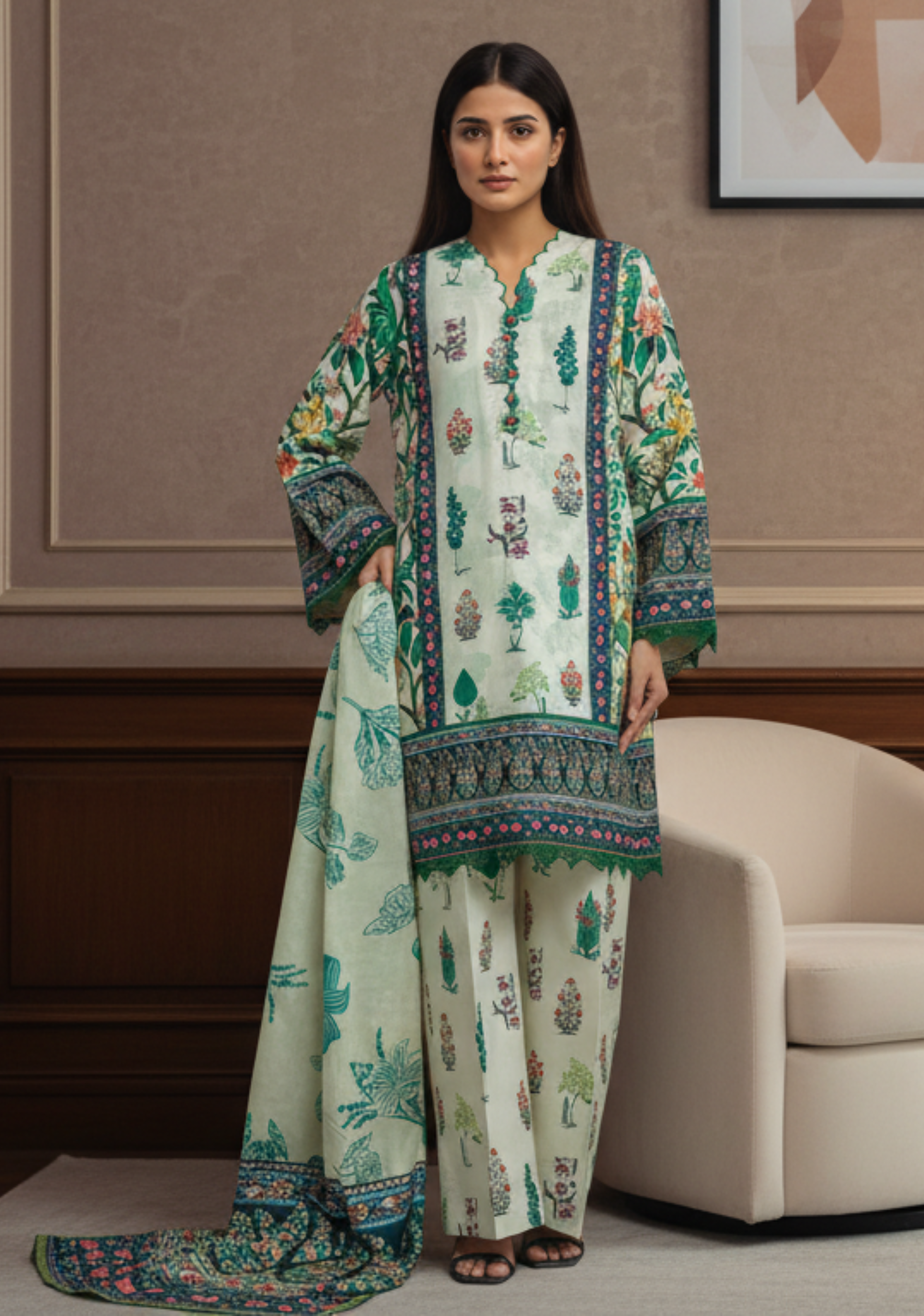 Bonanza Satrangi Prinetd Lawn 3pc D01