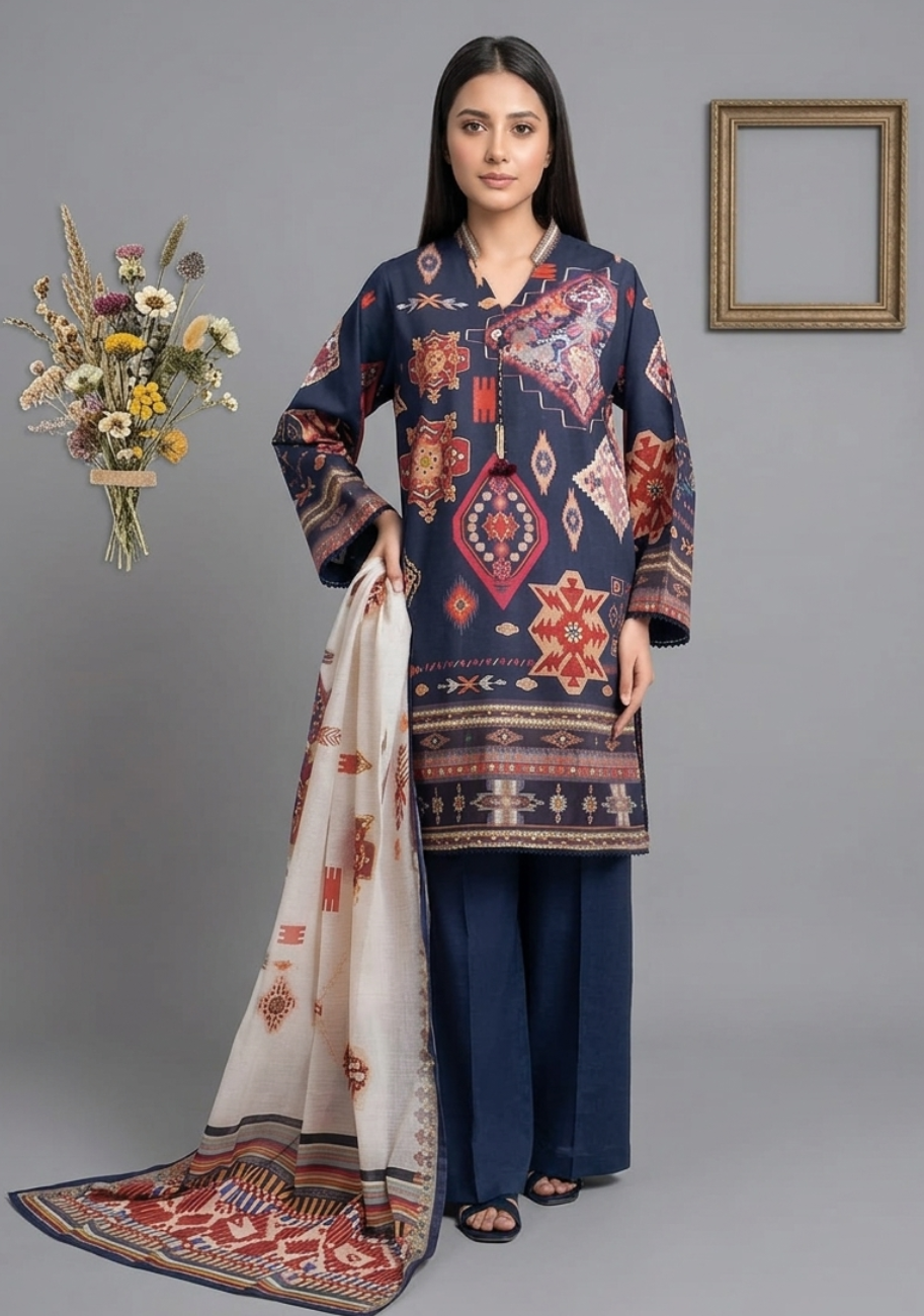 Bonanza Satrangi Prinetd Lawn 3pc Vol-1-D1