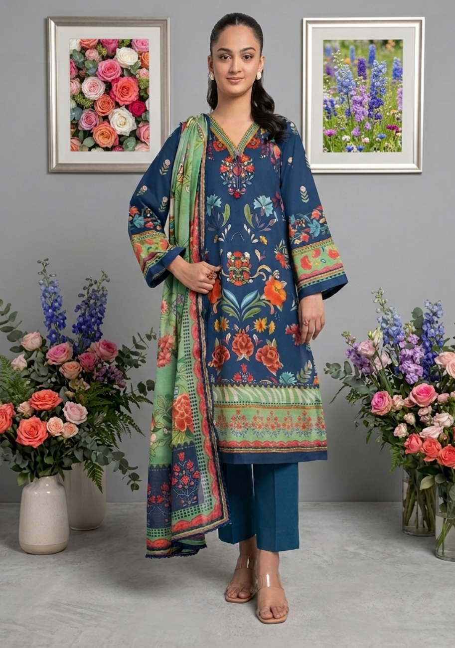 Bonanza Satrangi Prinetd Lawn 3pc Vol-1-D2