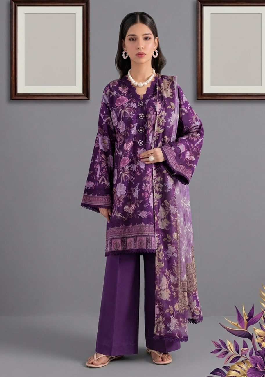 Bonanza Satrangi Prinetd Lawn 3pc Vol-1-D4