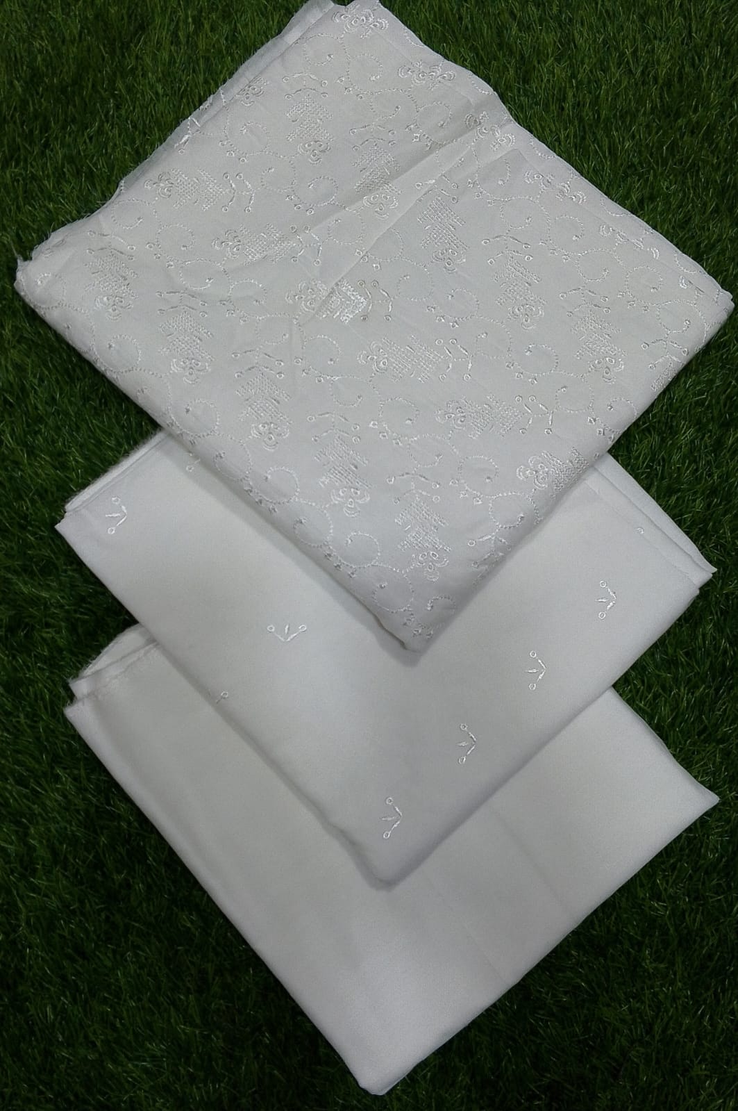 Chikankari Umrah Wear White Lawn 3pc Suit Elegant & Modest Islamic Outfit