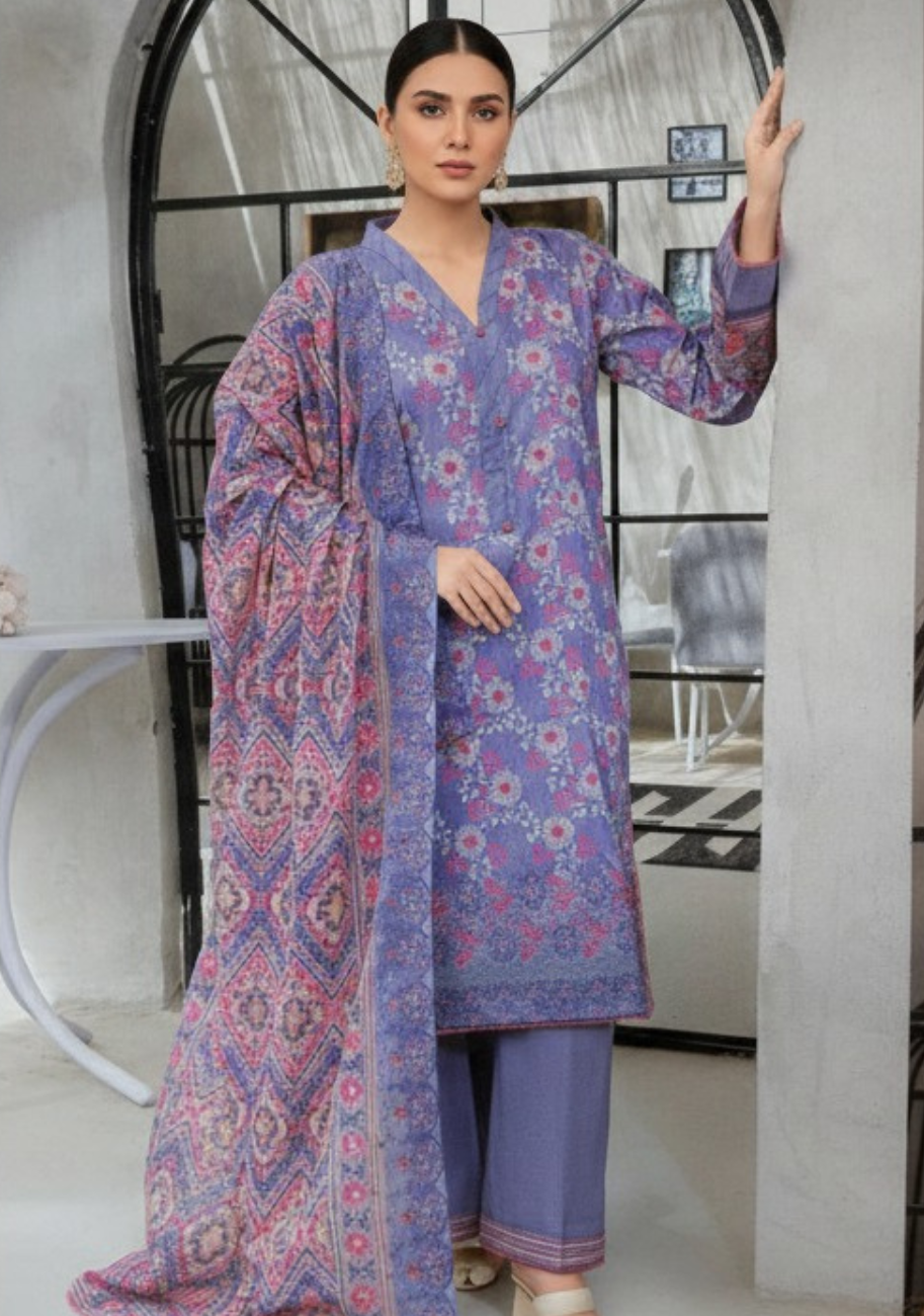 Dur-e-Fashion Printed Embroidered Lawn 3pc D10