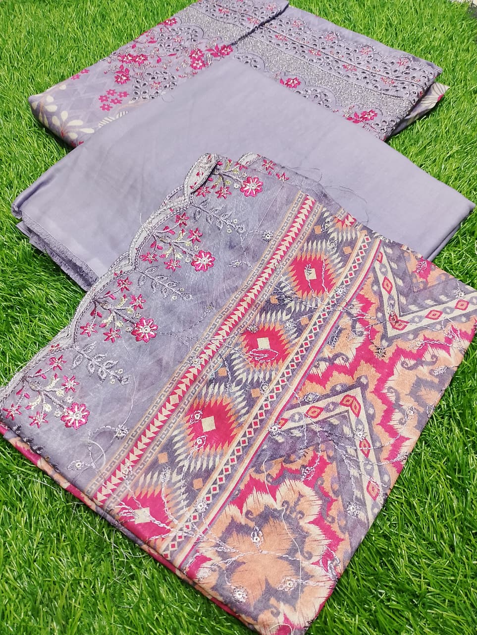 Dur-e-Fashion Printed Embroidered Lawn 3pc D10