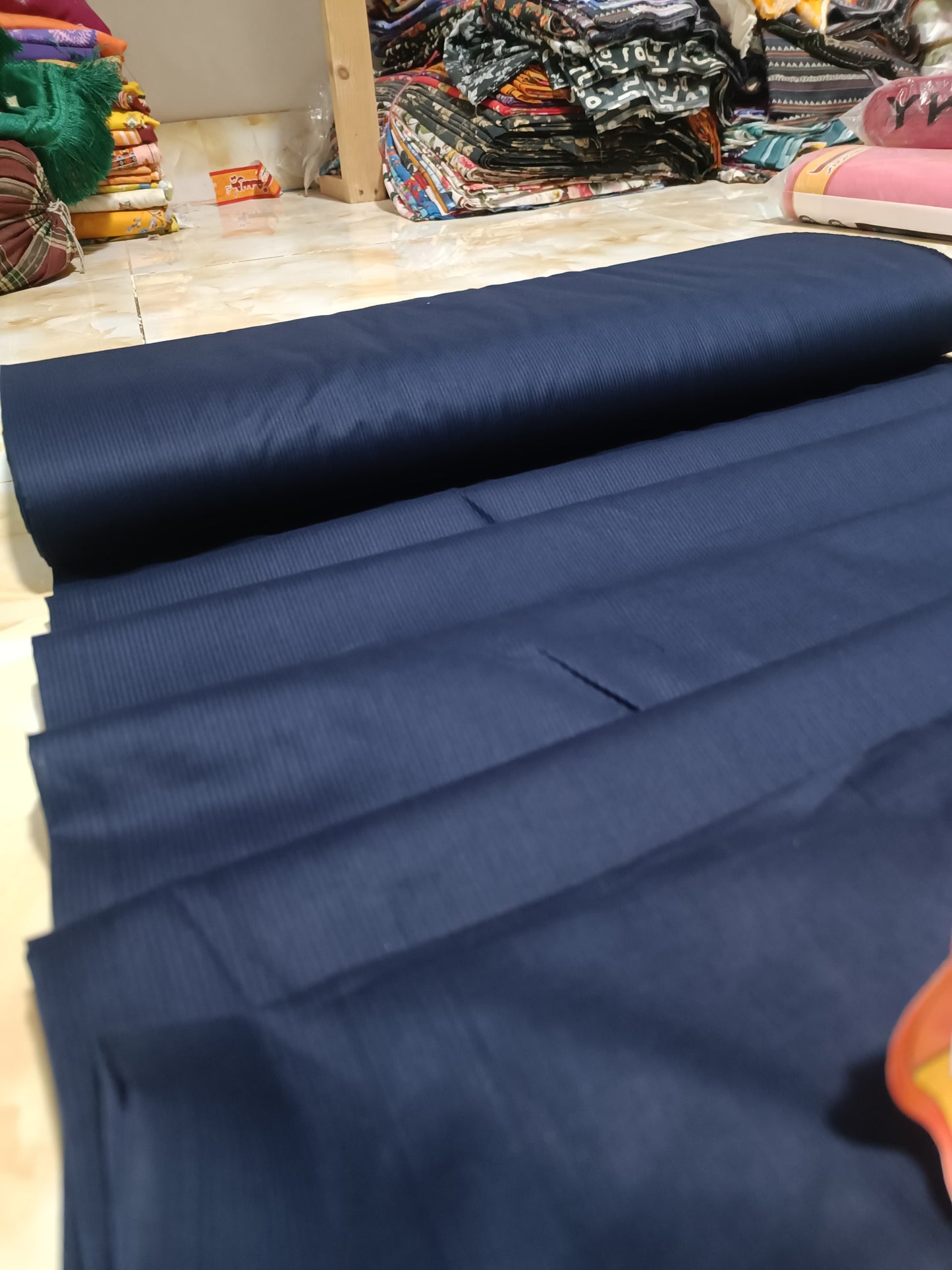 PLAIN INDIAN DORIYA TROUSER IN NAVY BLUE