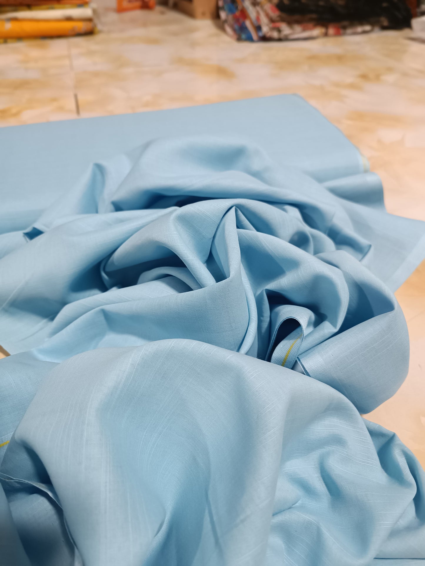 PLAIN SLUB LAWN TROUSERS IN SKY BLUE