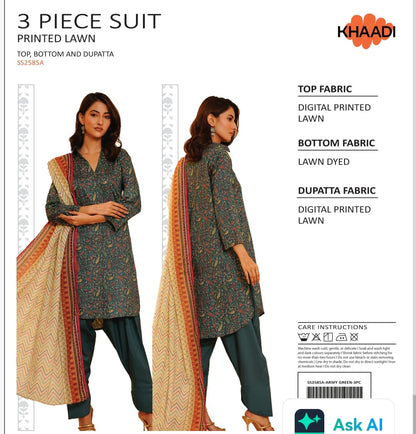 KHAADI PRINTED 3PC D1