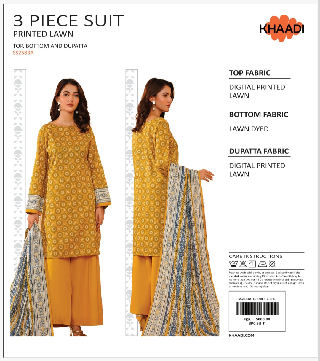 KHAADI PRINTED 3PC D3