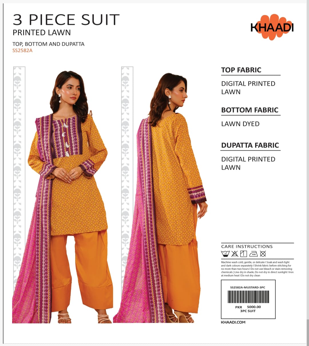 KHAADI PRINTED 3PC D4