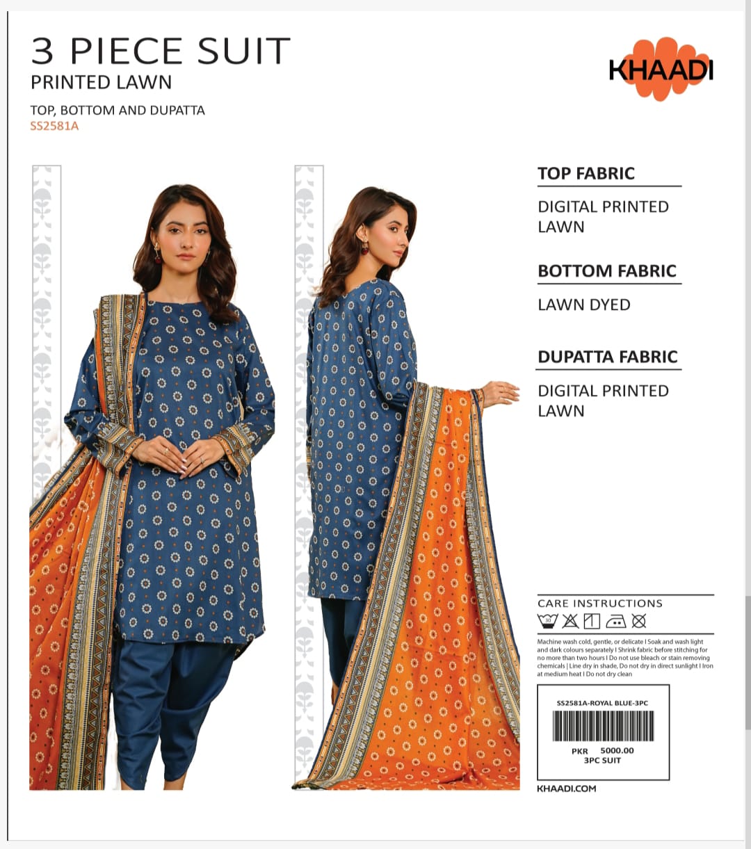 KHAADI PRINTED 3PC D5