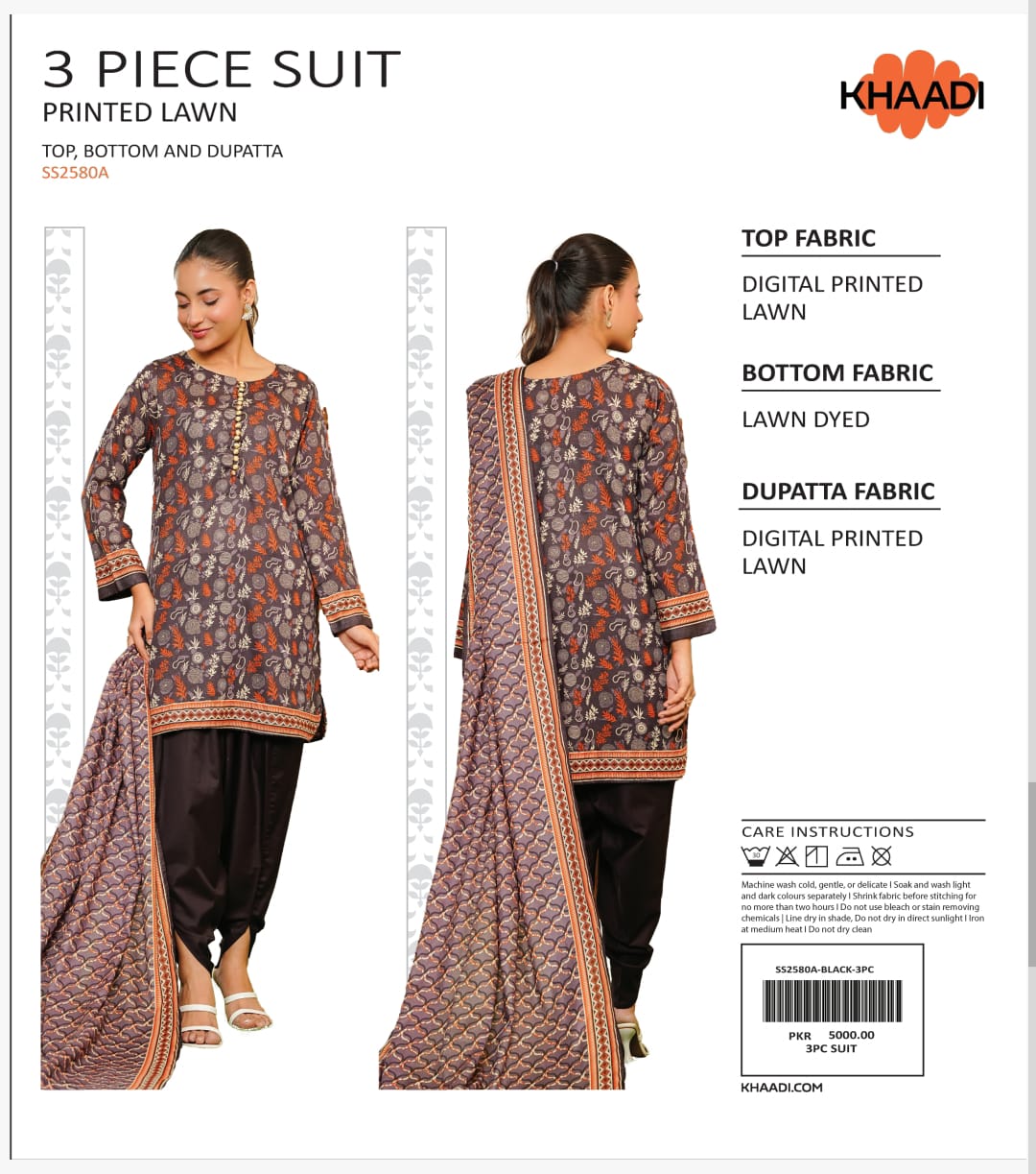 KHAADI PRINTED 3PC D6