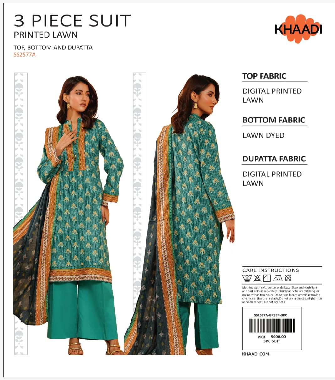 KHAADI PRINTED 3PC D9