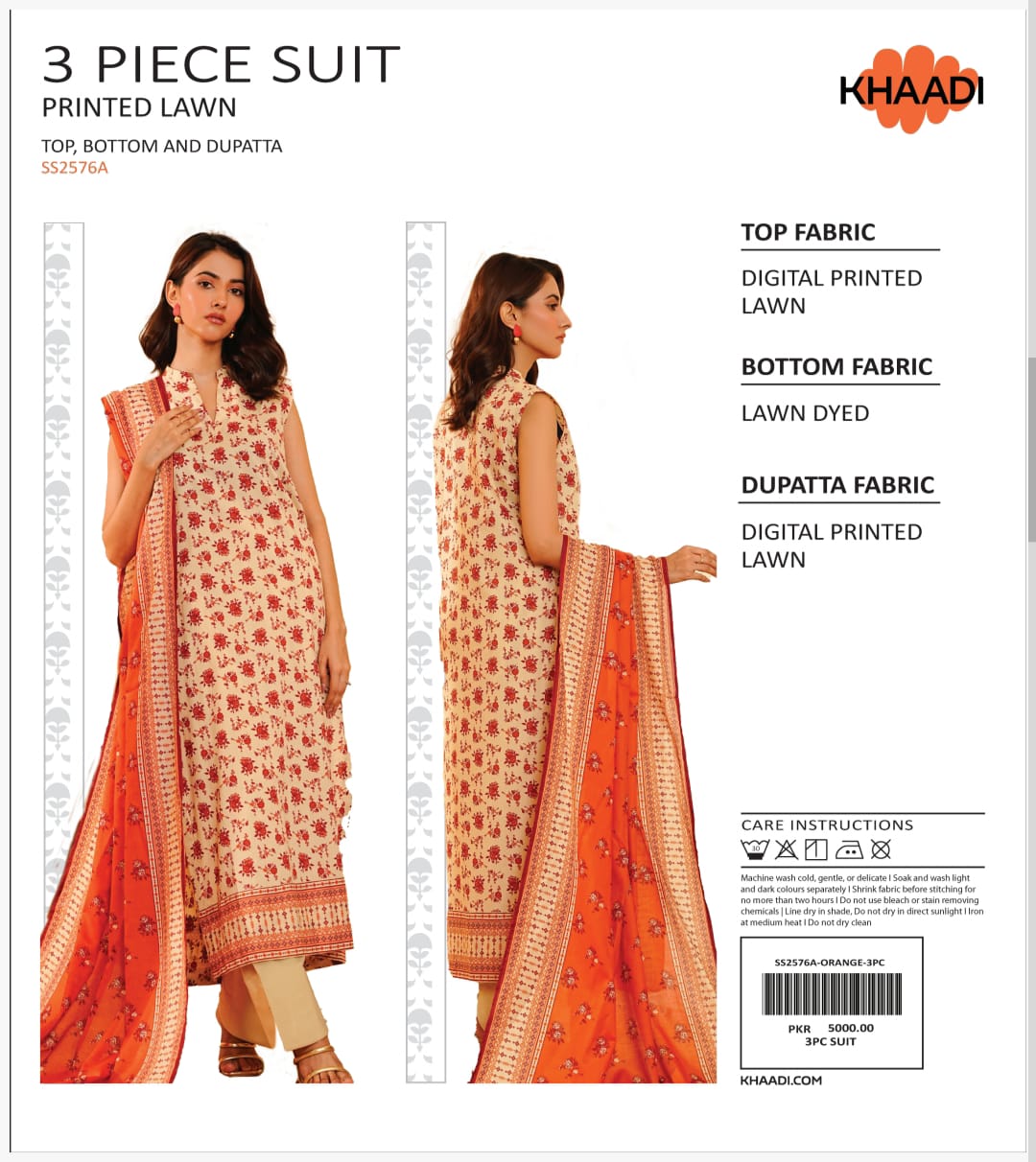 KHAADI PRINTED 3PC D10