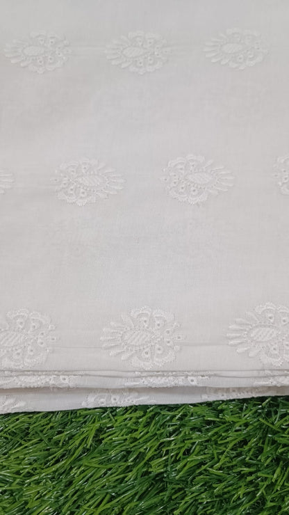 WHITE CHICKEN EMBROIDERED 3PC D6