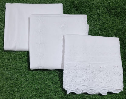WHITE CHICKEN EMBROIDERED 3PC D5