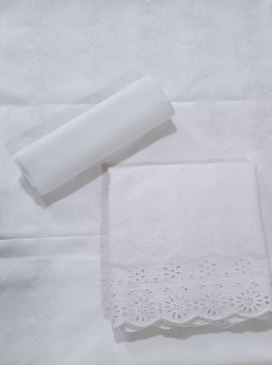 WHITE CHICKEN EMBROIDERED 3PC D4