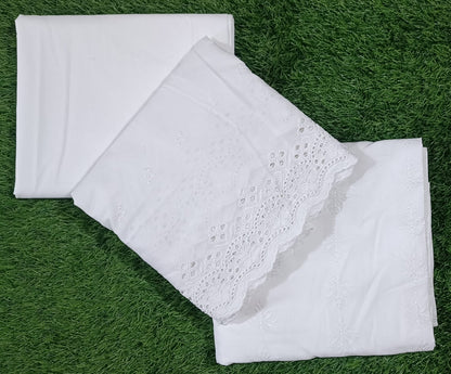 WHITE CHICKEN EMBROIDERED 3PC D3