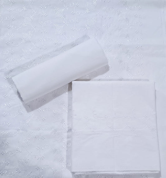 WHITE CHICKEN EMBROIDERED 3PC D2